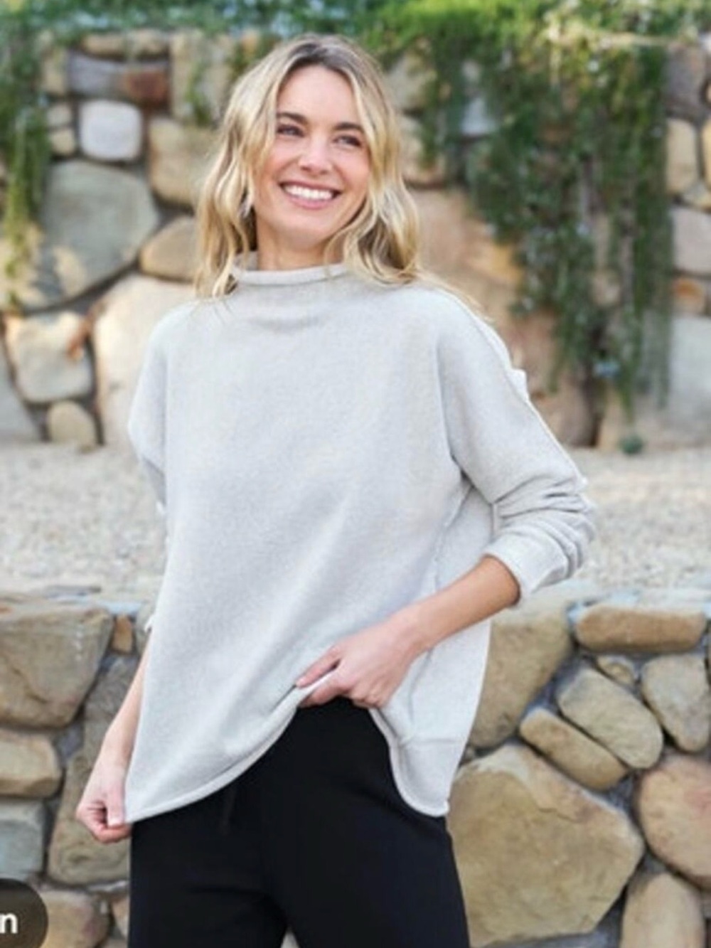 FRANK & EILEEN Melange Monterey Mock Neck 
Pullover Sweater in Light Blue